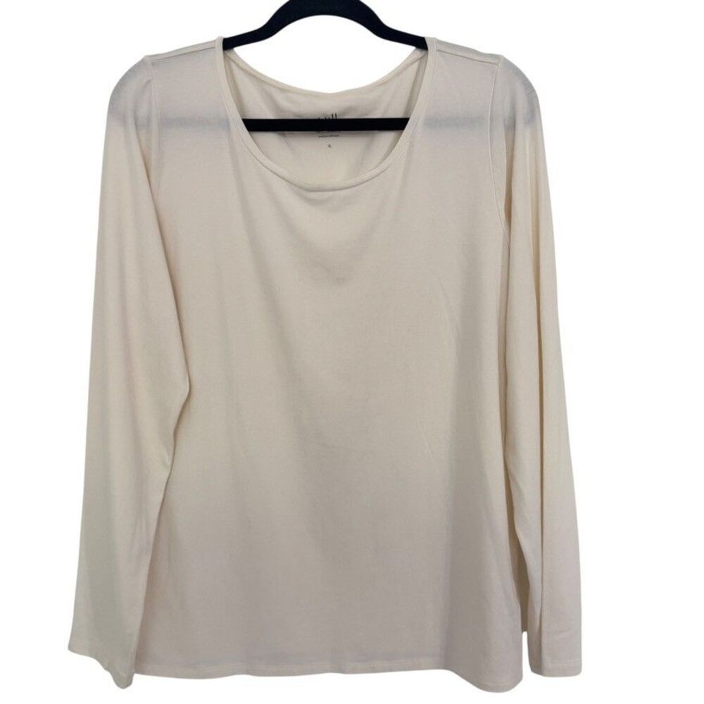 J. Jill Womens XL Perfect Layering Tee  Ivory Cotton Long Sleeve Casual Top